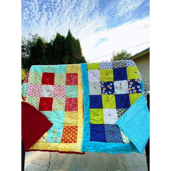 Positive Spring Vibes Hand Tied Patchwork Quilt - 2 choices - u pick - Picture 2 of 10